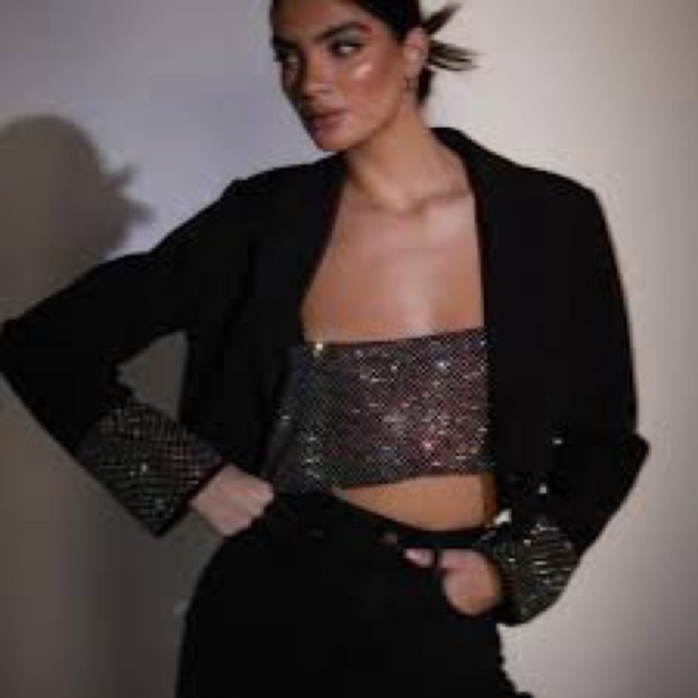 THEA DIAMANTÉ CUFF CROPPED BLAZER sz M never worn